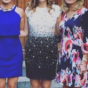 Aidan Mattox Beaded Ombre Short-Sleeve Dress